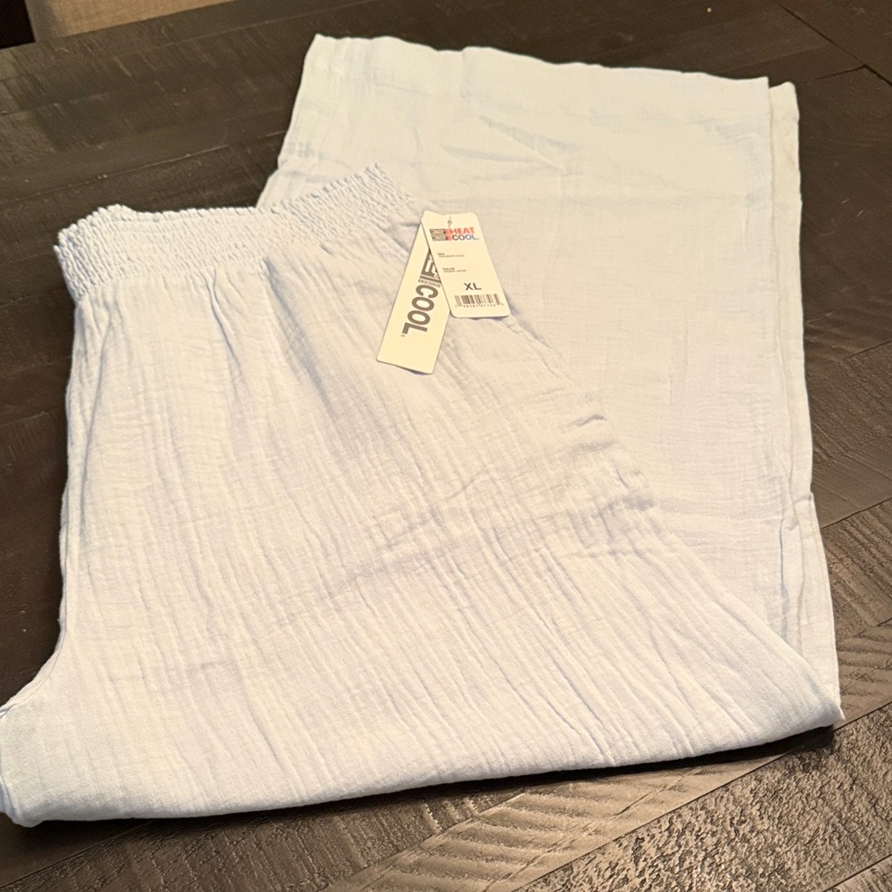 32 Degrees 100% Cotton Lt Blue Smocked Waist, lightweight, breathable, pants NWT